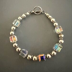 Sterling Silver Aurora Borealis Crystal Bracelet